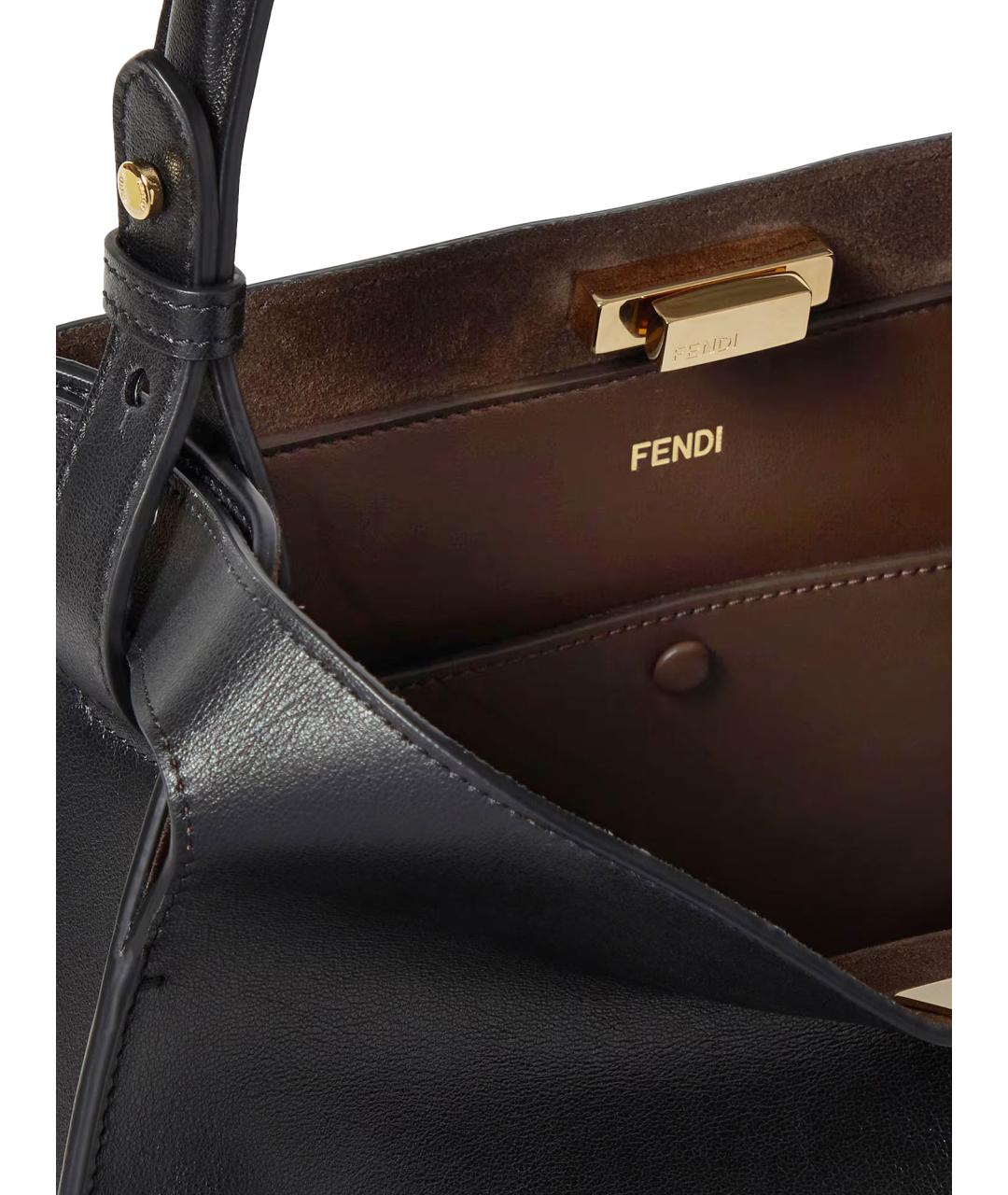 FENDI Черная кожаная сумка тоут, фото 4