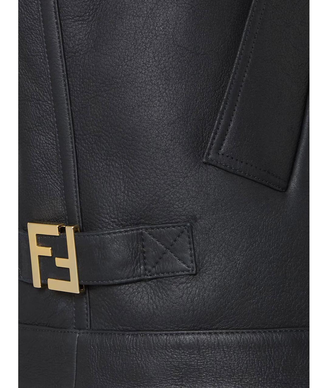 FENDI Черный кожаный жилет, фото 3