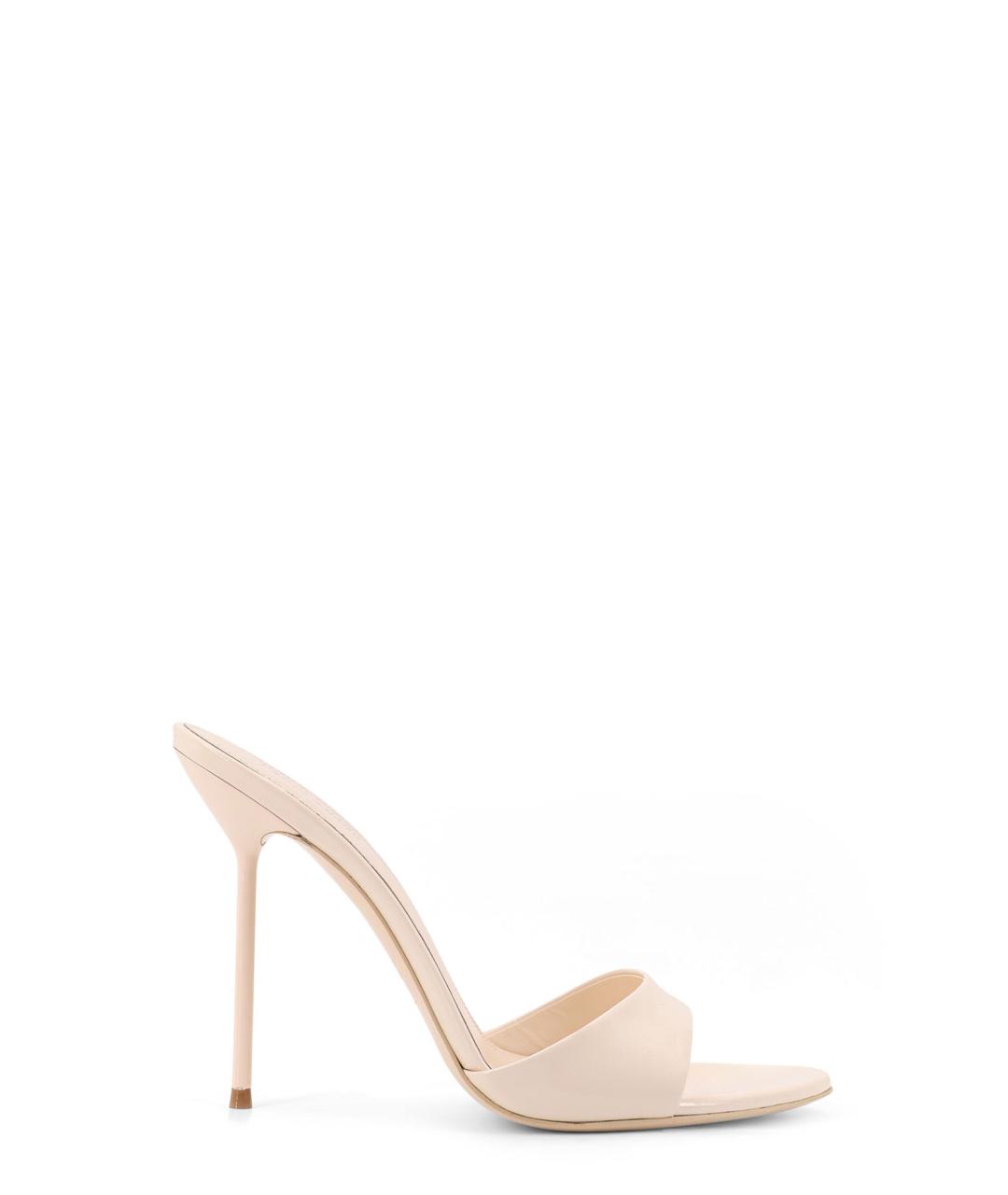 PARIS TEXAS Бежевые кожаные мюли, фото 1