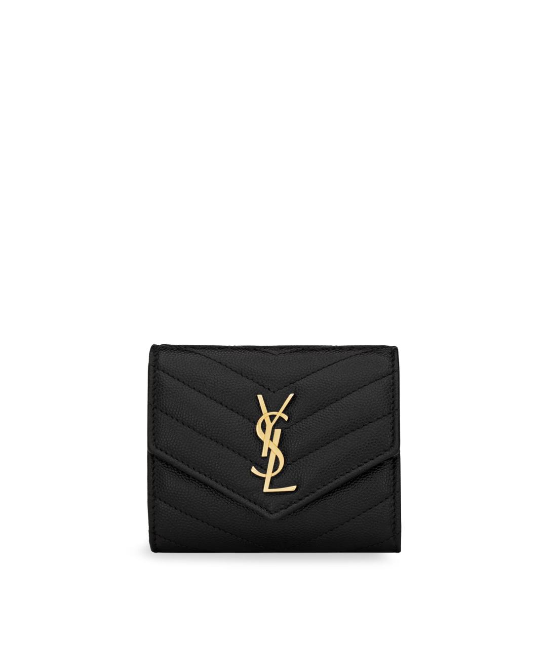 SAINT LAURENT Черный кожаный кошелек, фото 1