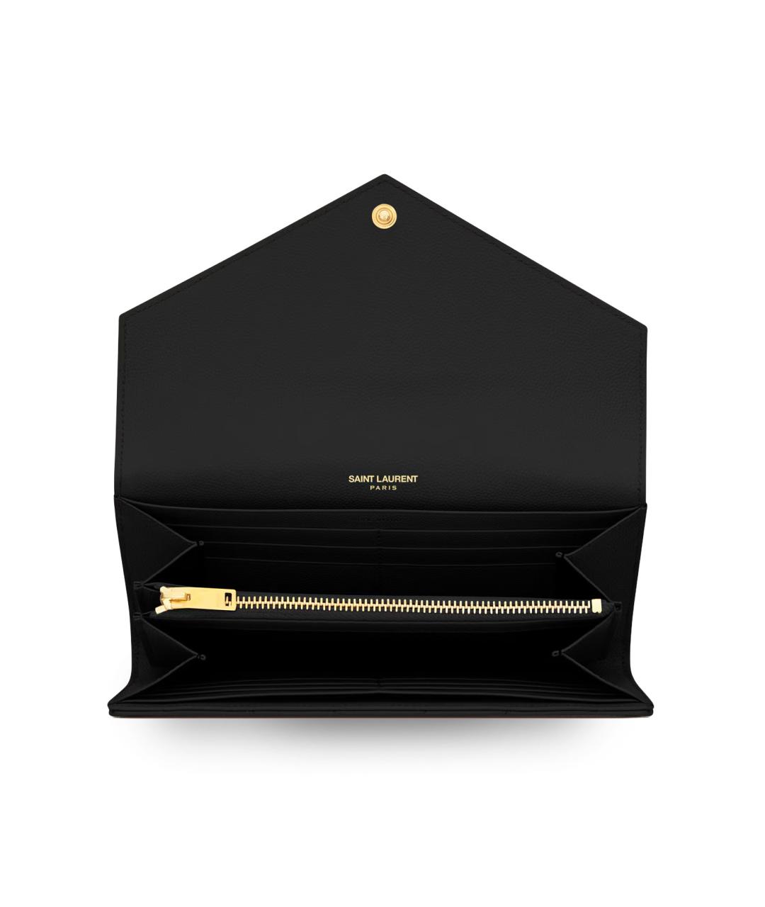 SAINT LAURENT Черный кожаный кошелек, фото 3