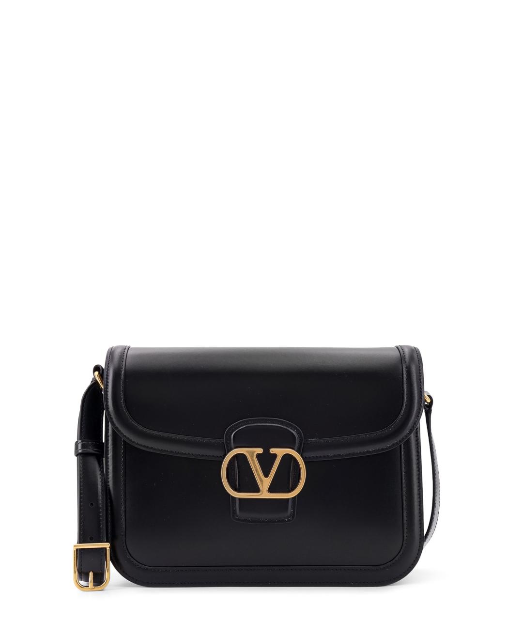 VALENTINO Черная кожаная сумка на плечо, фото 1