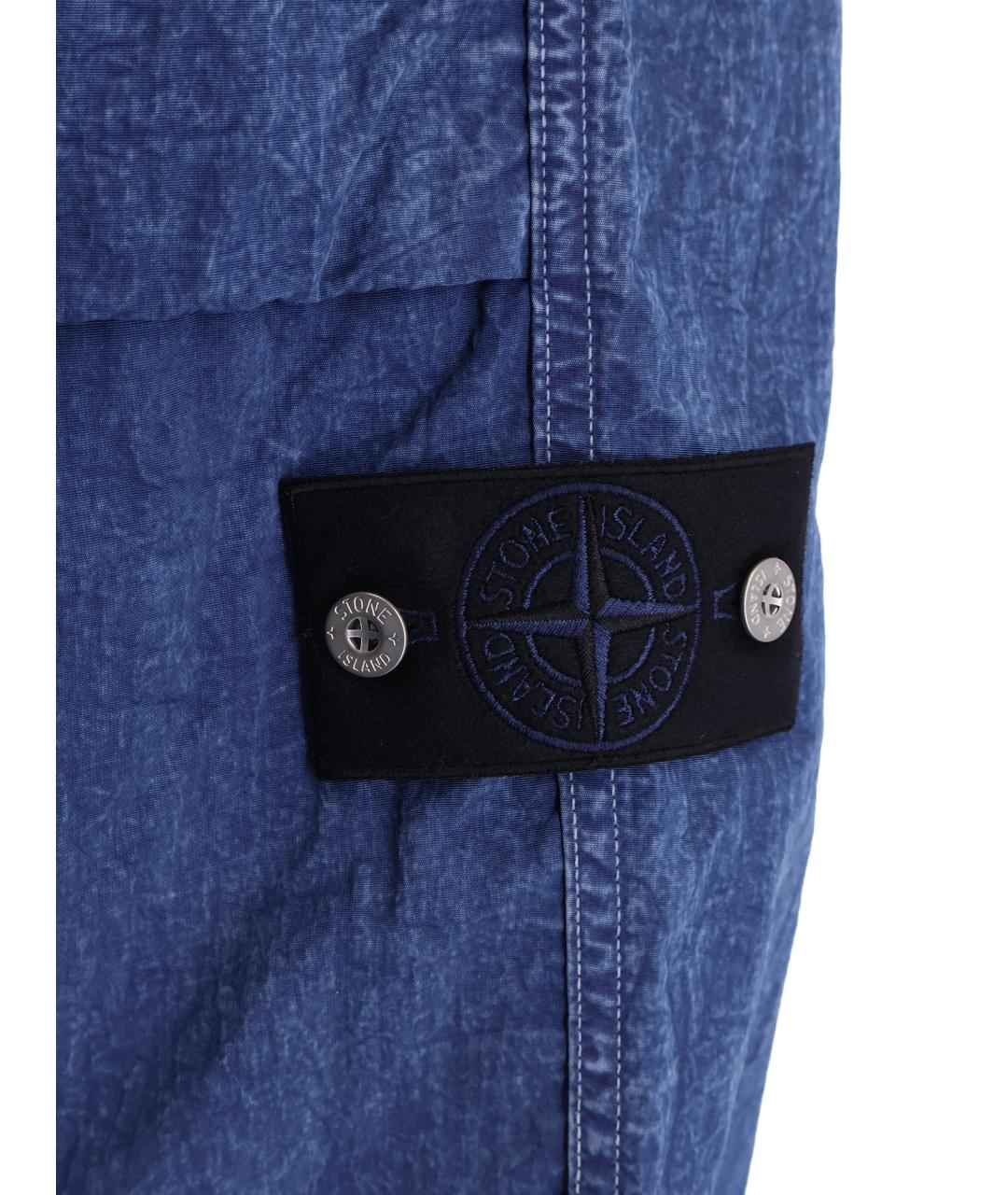 STONE ISLAND Синие полиамидовые повседневные брюки, фото 3