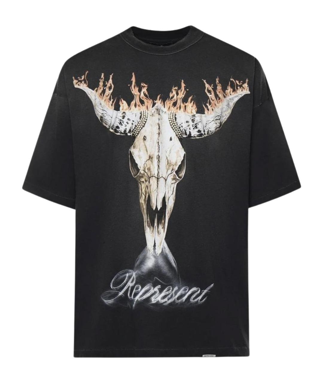REPRESENT Черная хлопковая футболка, фото 1