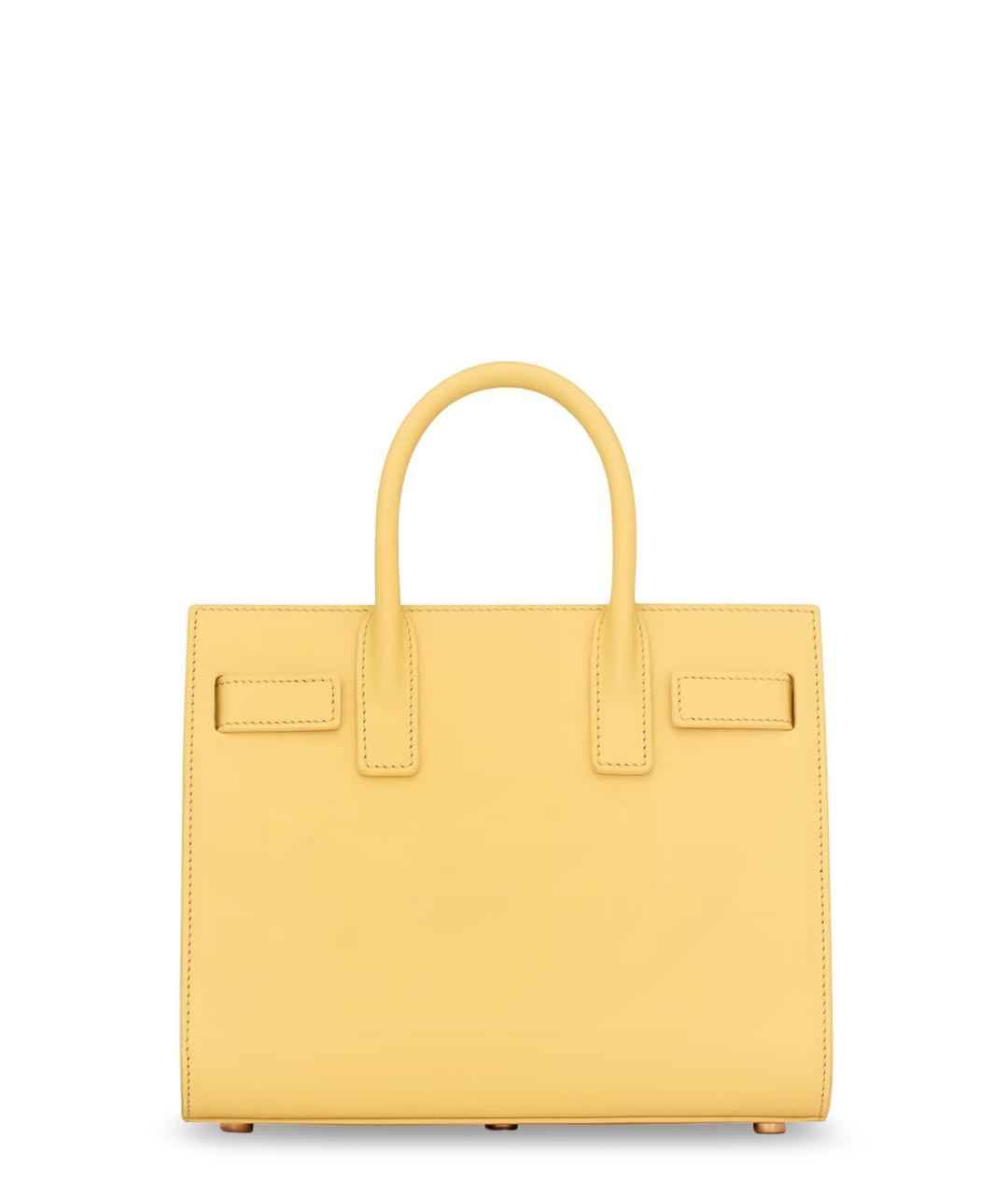 SAINT LAURENT Желтая кожаная сумка тоут, фото 2