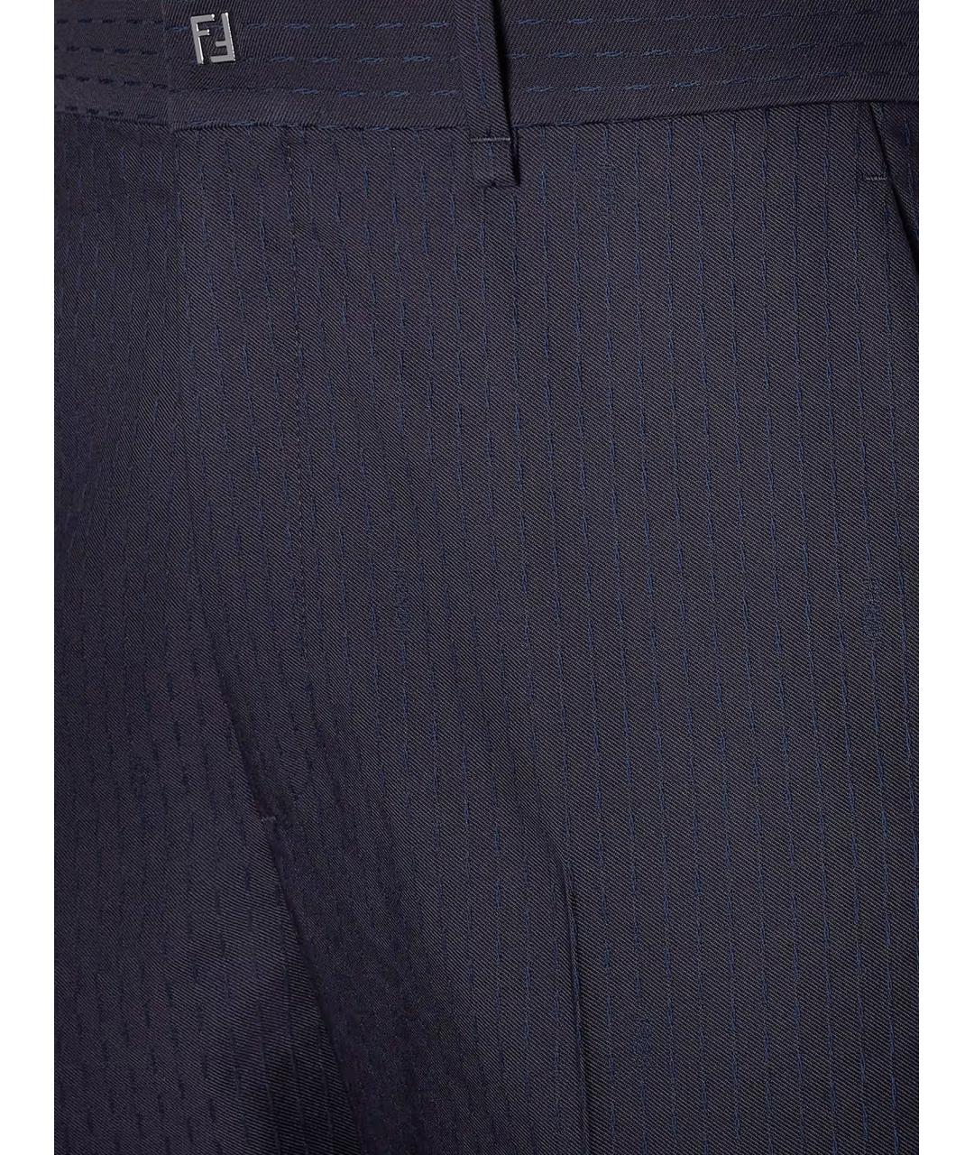 FENDI Темно-синие шерстяные повседневные брюки, фото 3