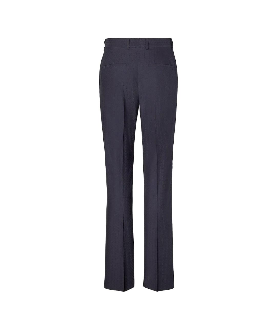 FENDI Темно-синие шерстяные повседневные брюки, фото 2