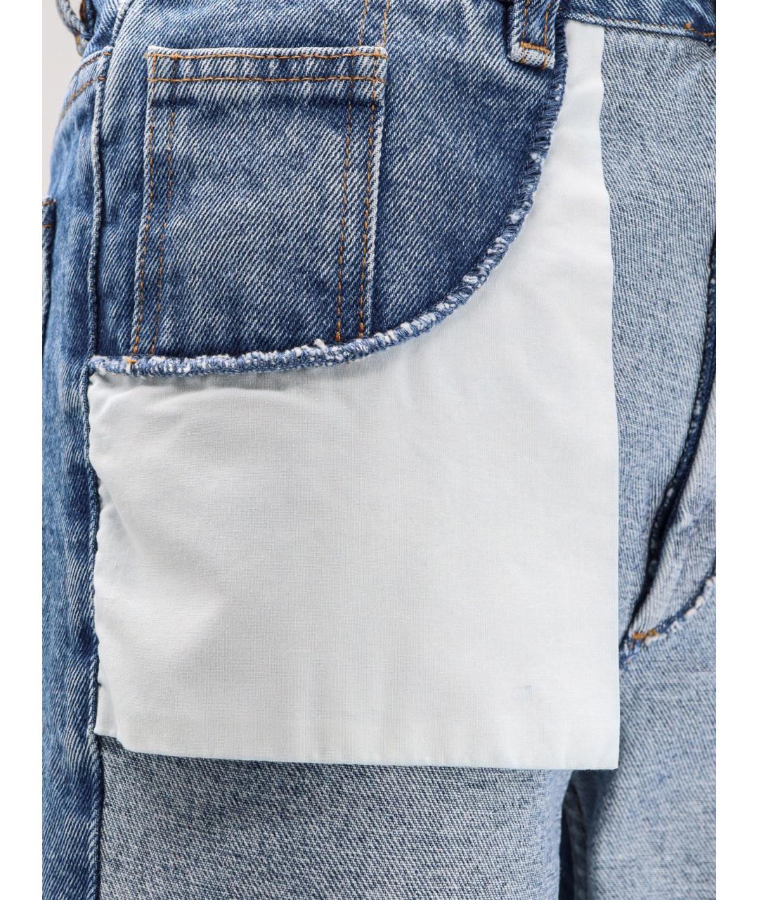 MM6 MAISON MARGIELA Голубые хлопковые прямые джинсы, фото 3