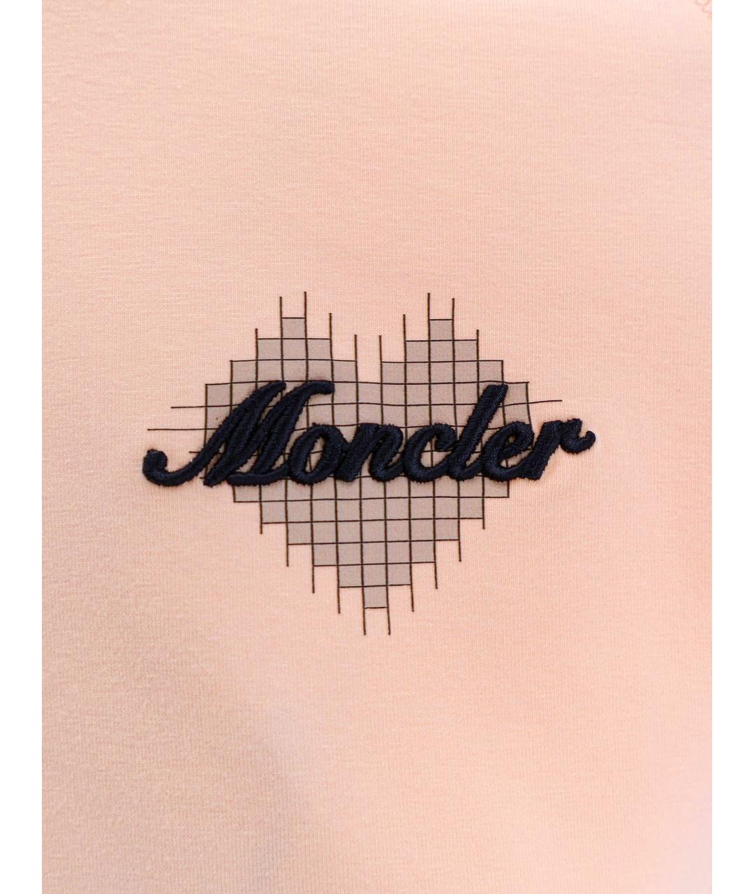 MONCLER Розовая хлопковая футболка, фото 3