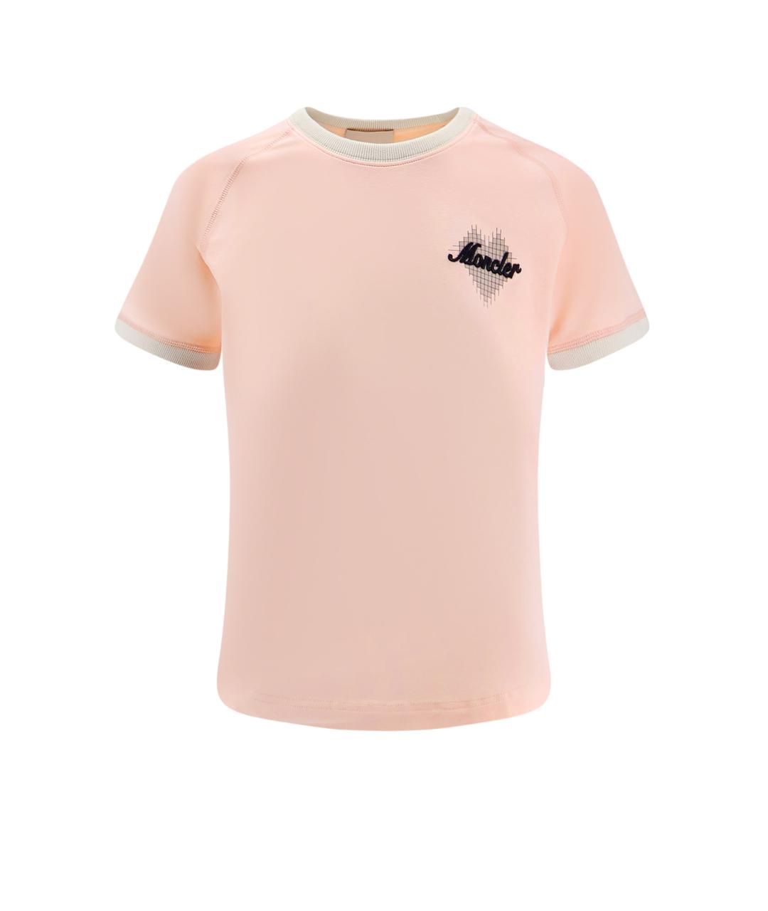 MONCLER Розовая хлопковая футболка, фото 1