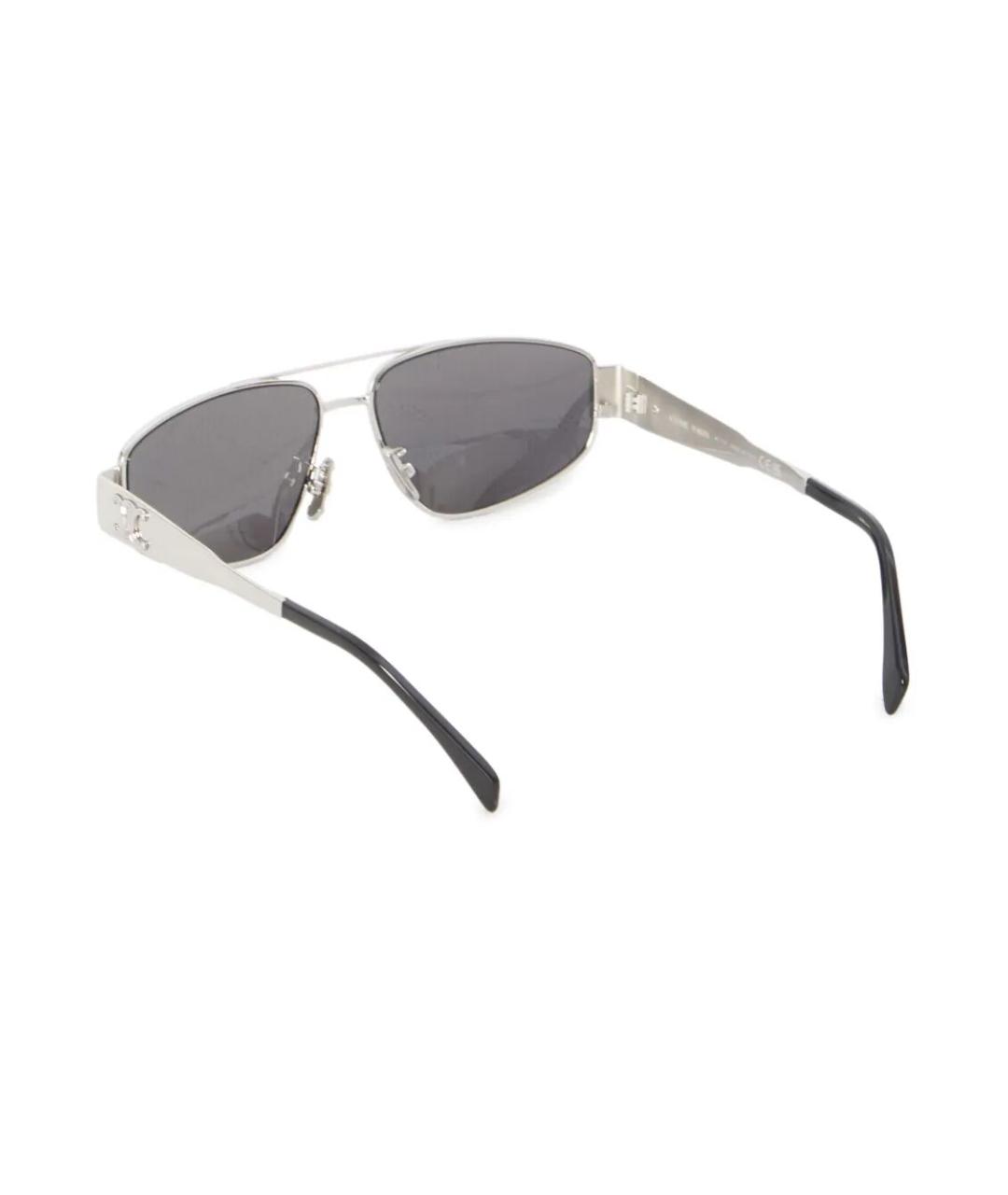 CELINE Серебряные металлические солнцезащитные очки, фото 5