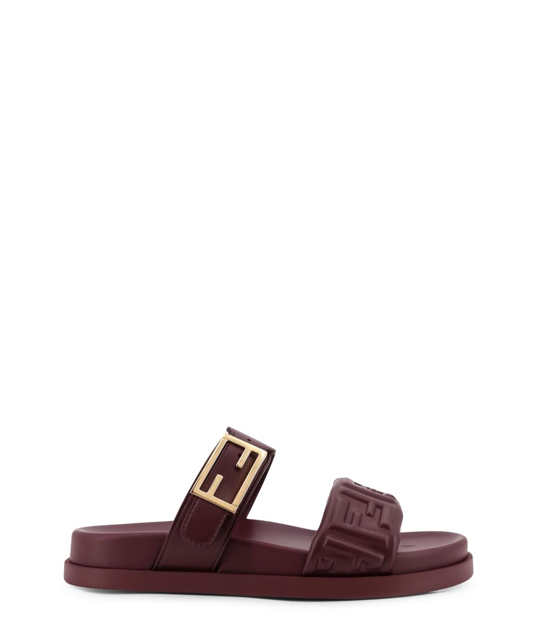FENDI Бордовые кожаные сандалии, фото 1
