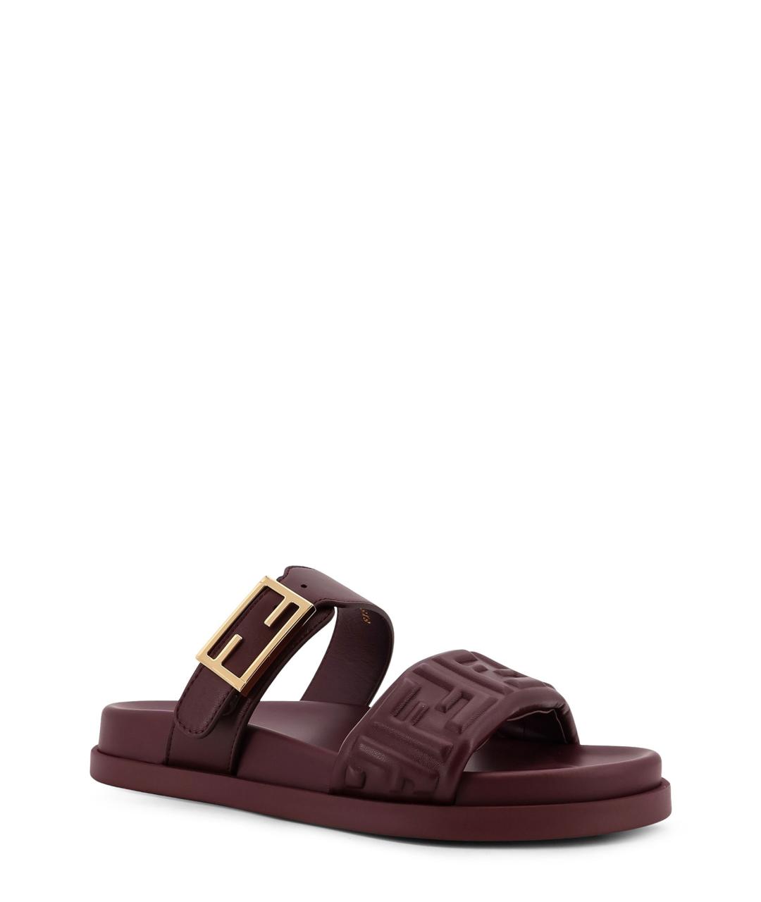 FENDI Бордовые кожаные сандалии, фото 2