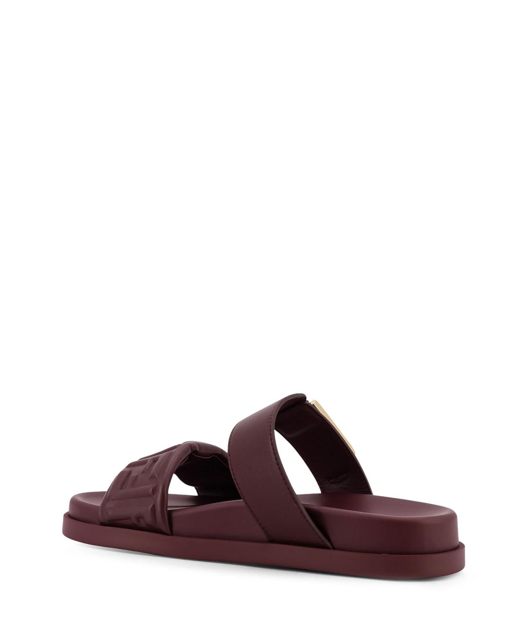 FENDI Бордовые кожаные сандалии, фото 3
