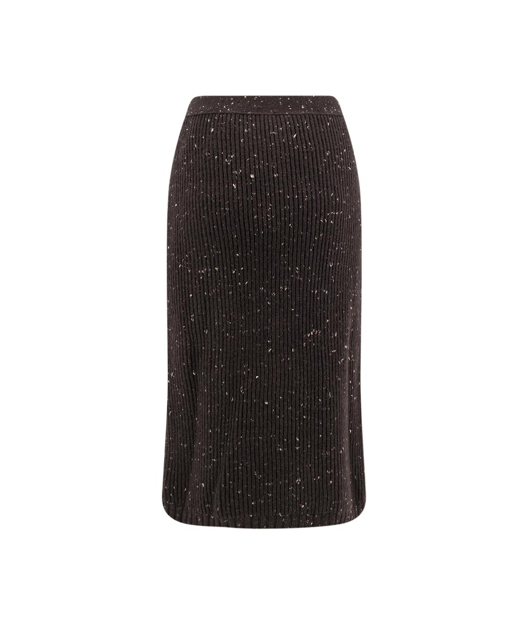 BOTTEGA VENETA Антрацитовая шерстяная юбка миди, фото 2