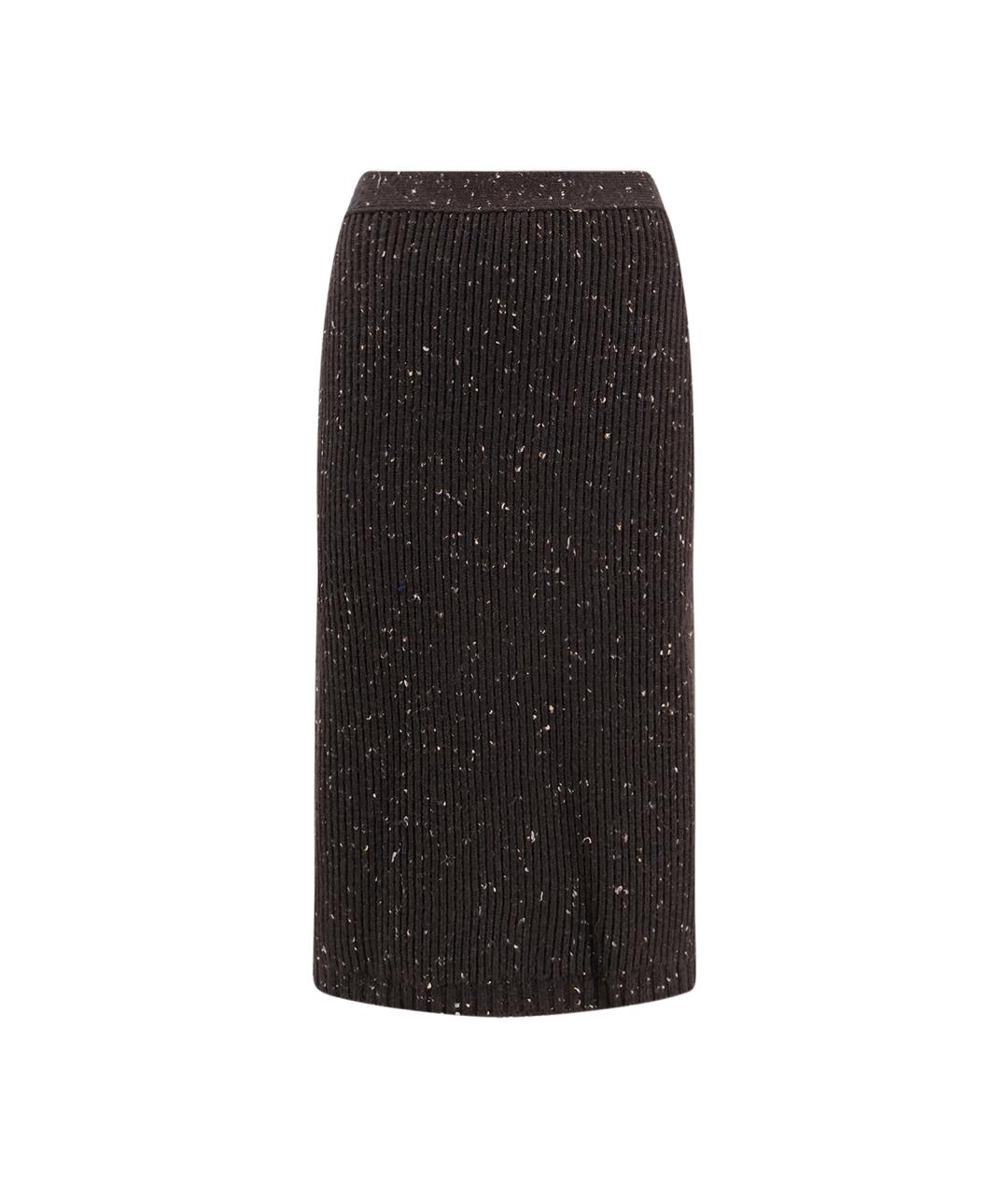 BOTTEGA VENETA Антрацитовая шерстяная юбка миди, фото 1