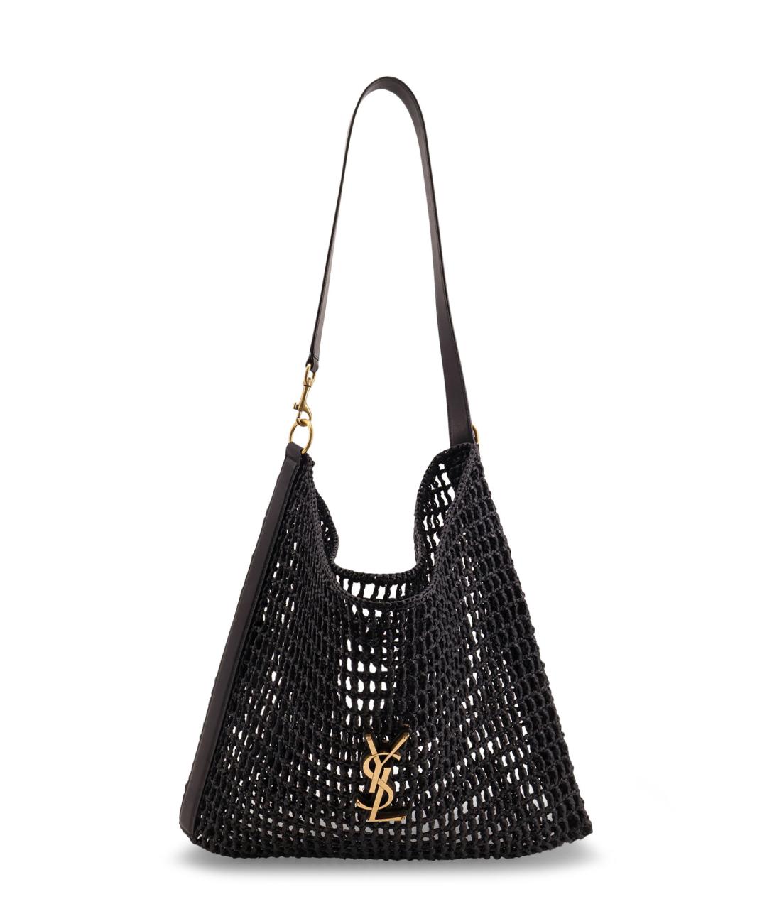 SAINT LAURENT Черная пелетеная сумка на плечо, фото 1