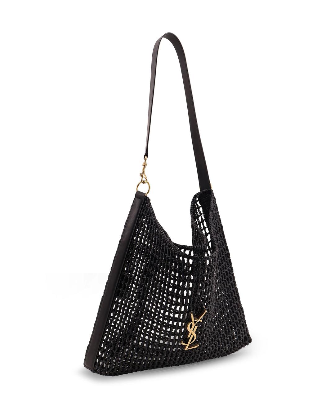 SAINT LAURENT Черная пелетеная сумка на плечо, фото 3