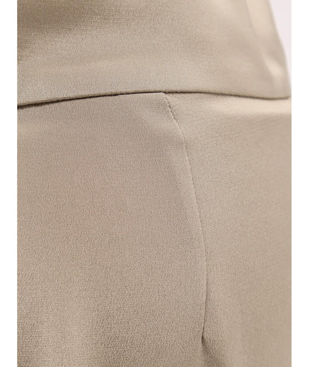 MAX MARA Бежевые шелковые прямые брюки, фото 3