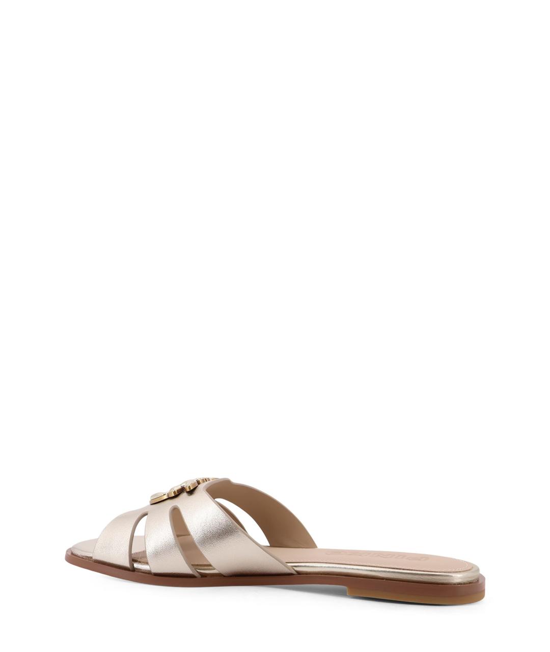 PINKO Серебряные кожаные шлепанцы, фото 3