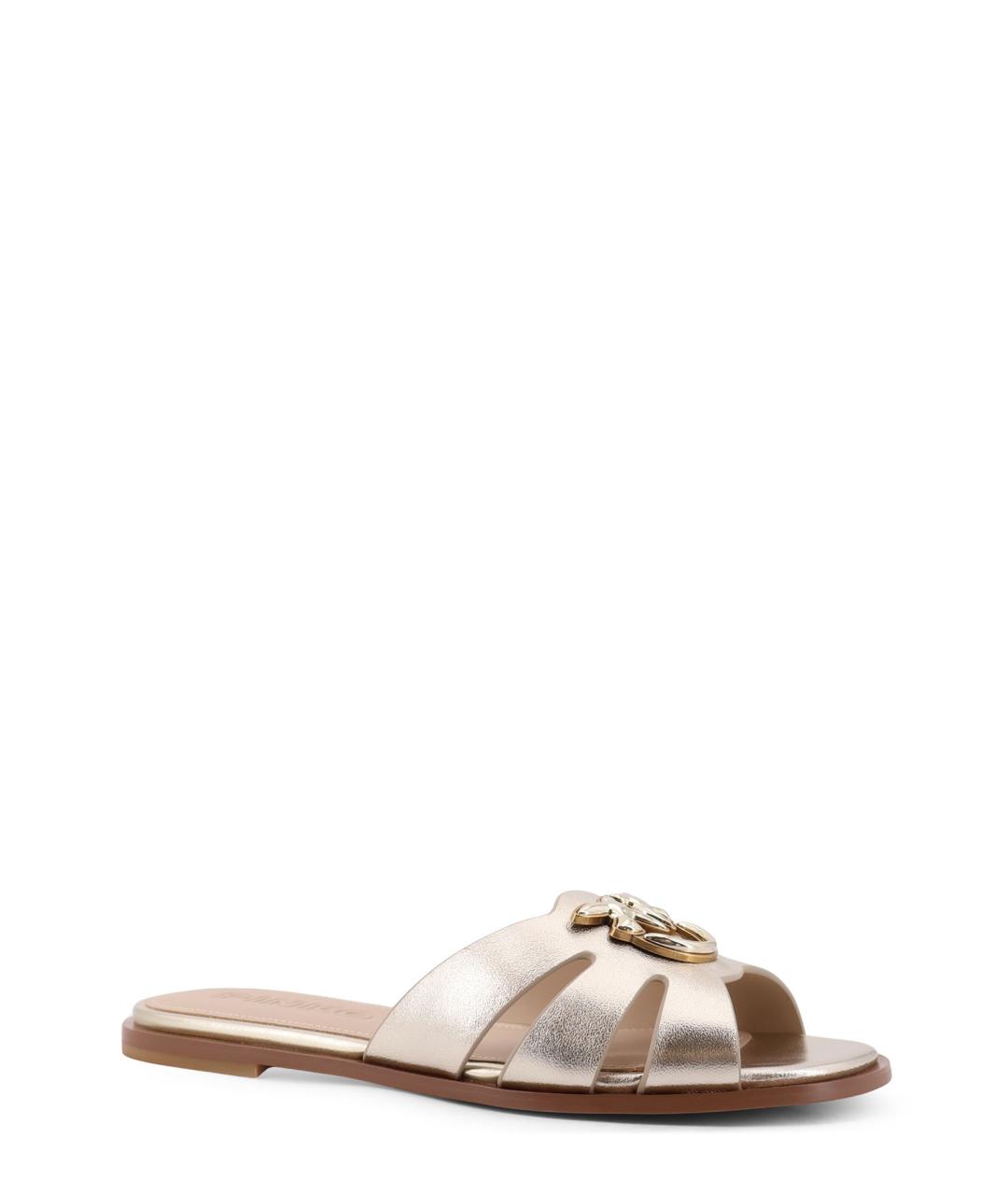PINKO Серебряные кожаные шлепанцы, фото 2