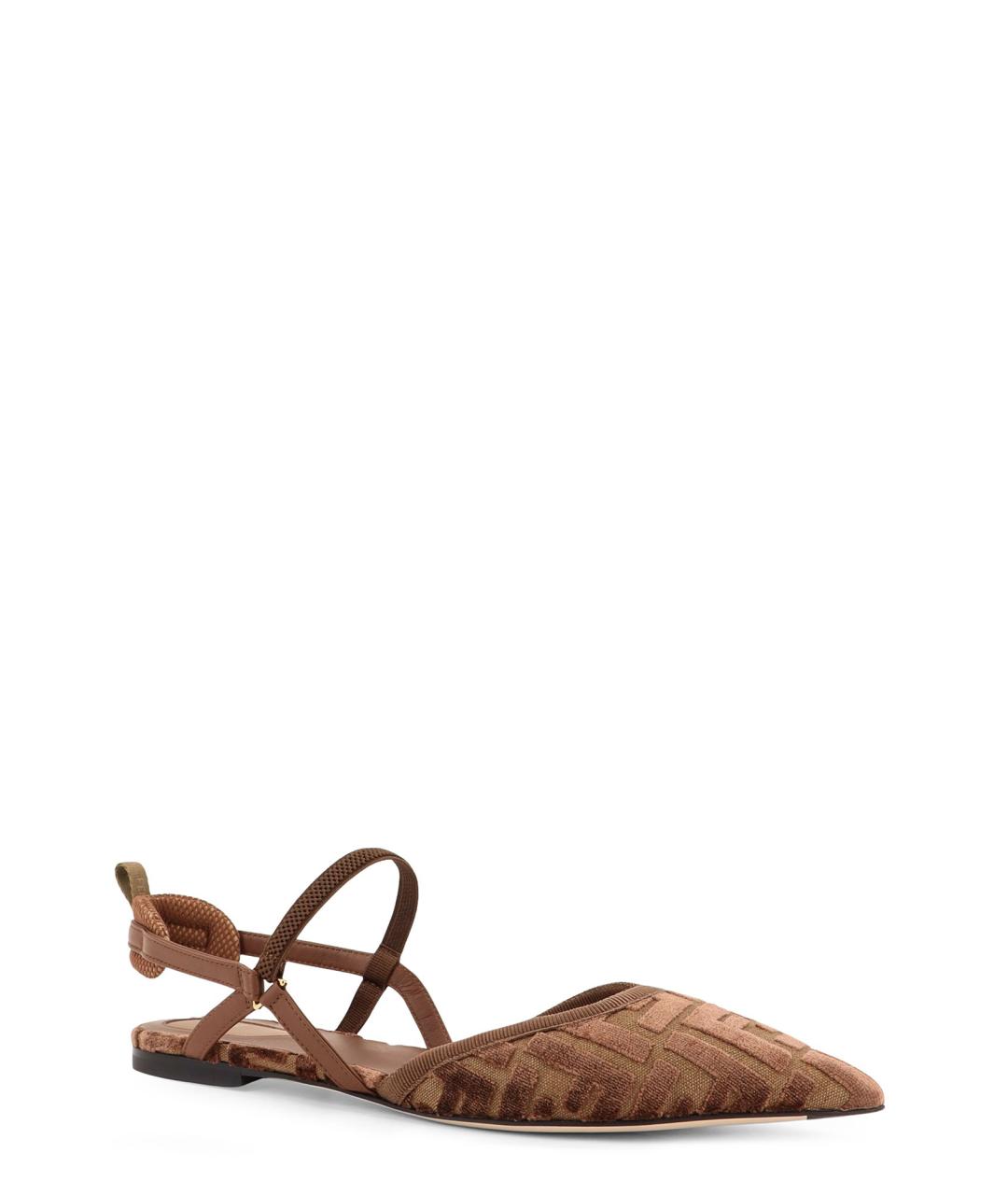 FENDI Коричневые текстильные балетки, фото 2