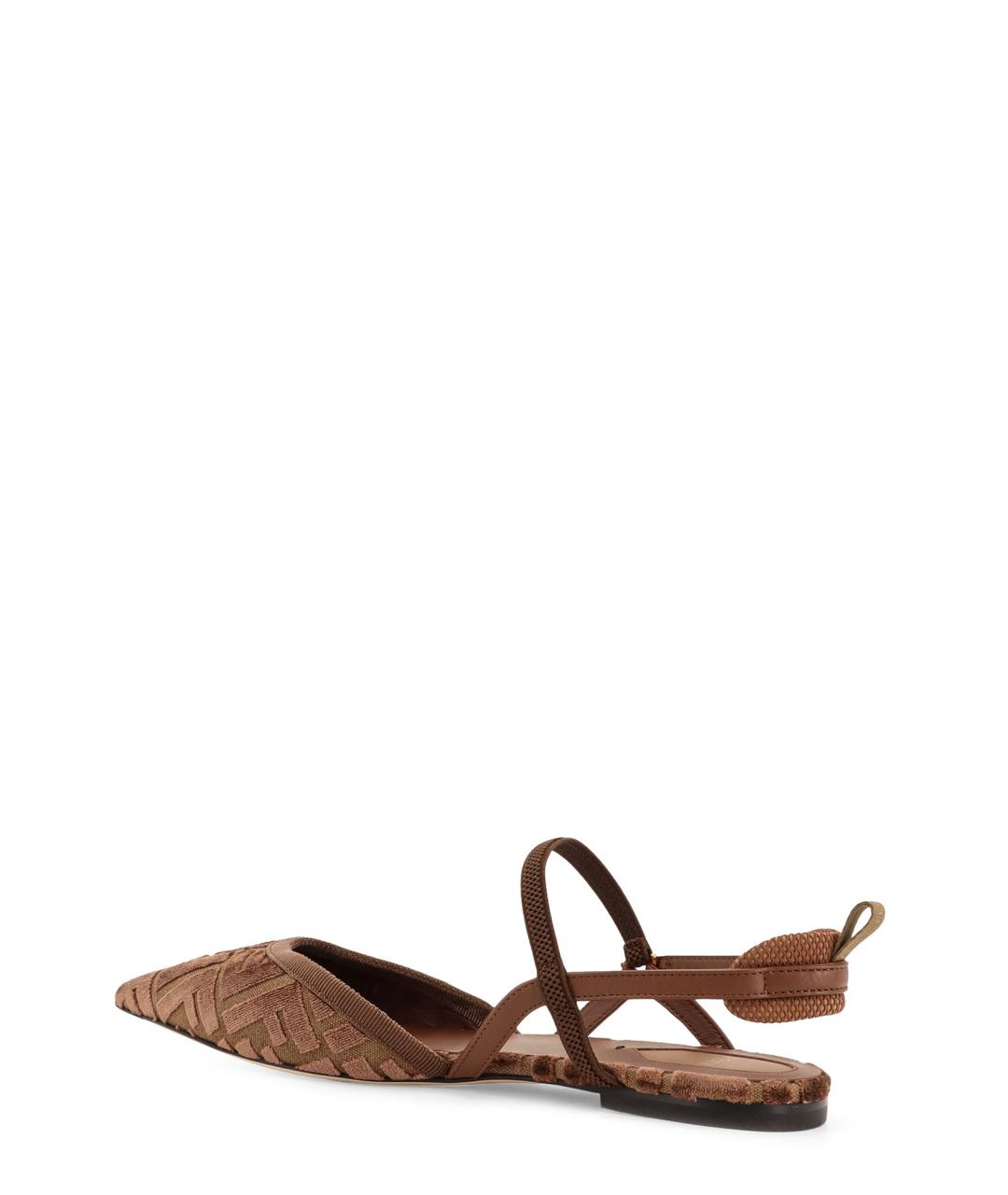 FENDI Коричневые текстильные балетки, фото 3