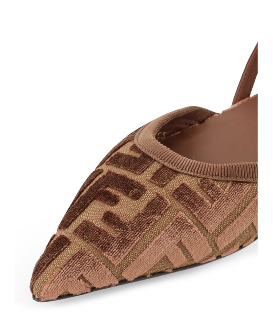 FENDI Коричневые текстильные балетки, фото 4