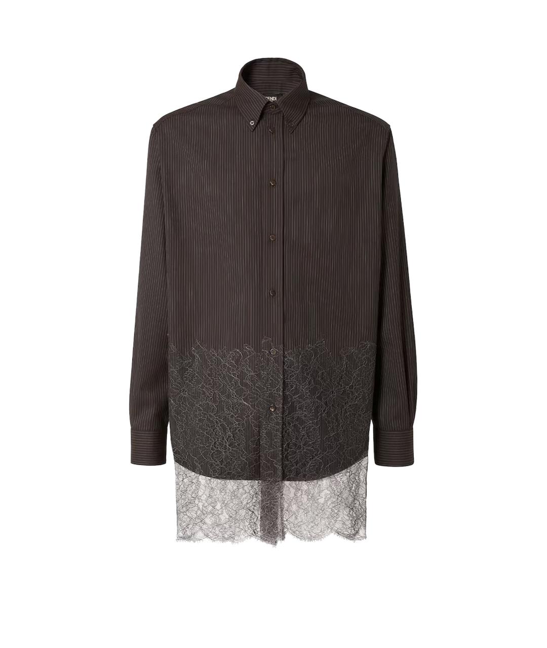 FENDI Коричневая шерстяная кэжуал рубашка, фото 1