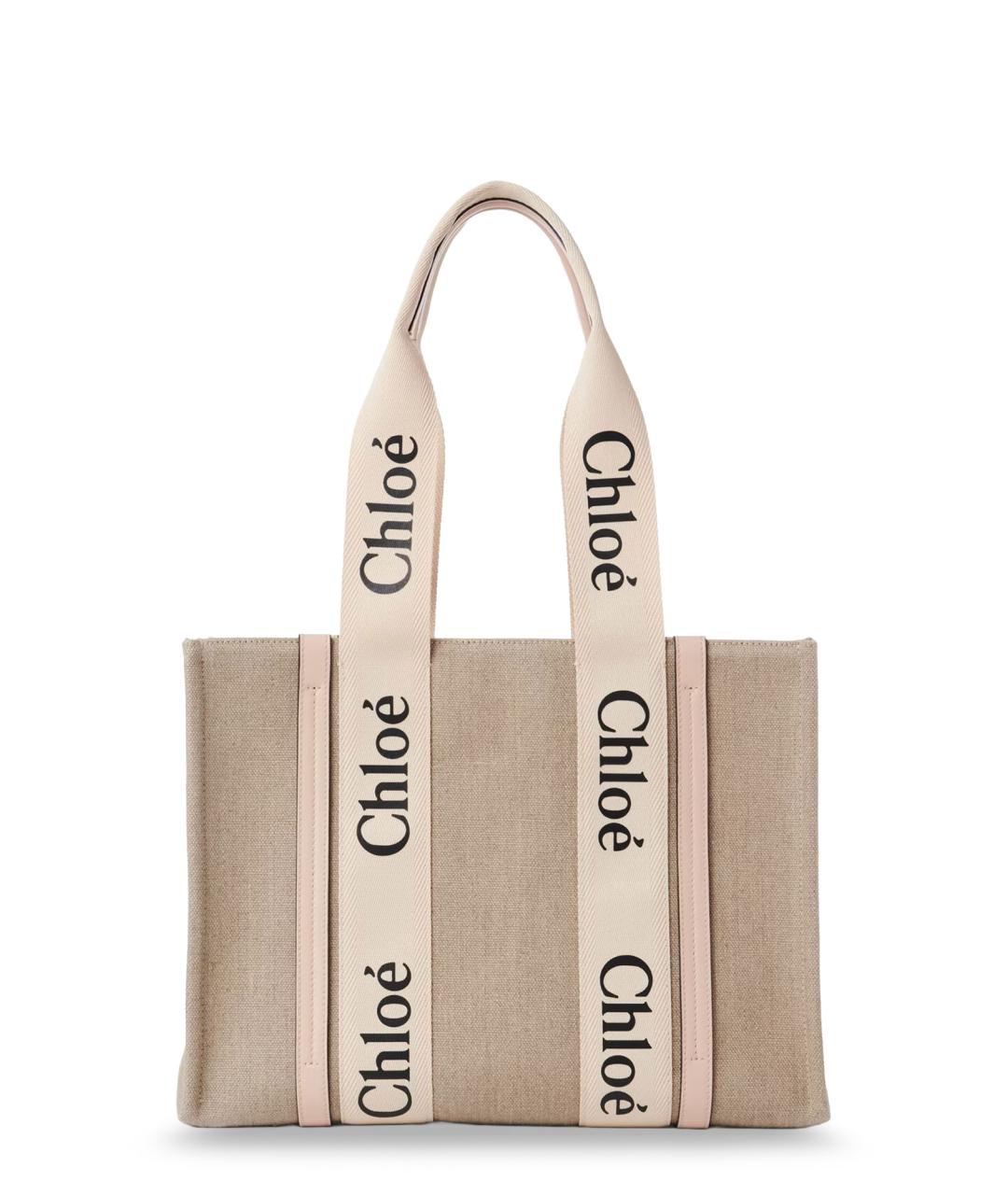 CHLOE Розовая льняная сумка тоут, фото 2