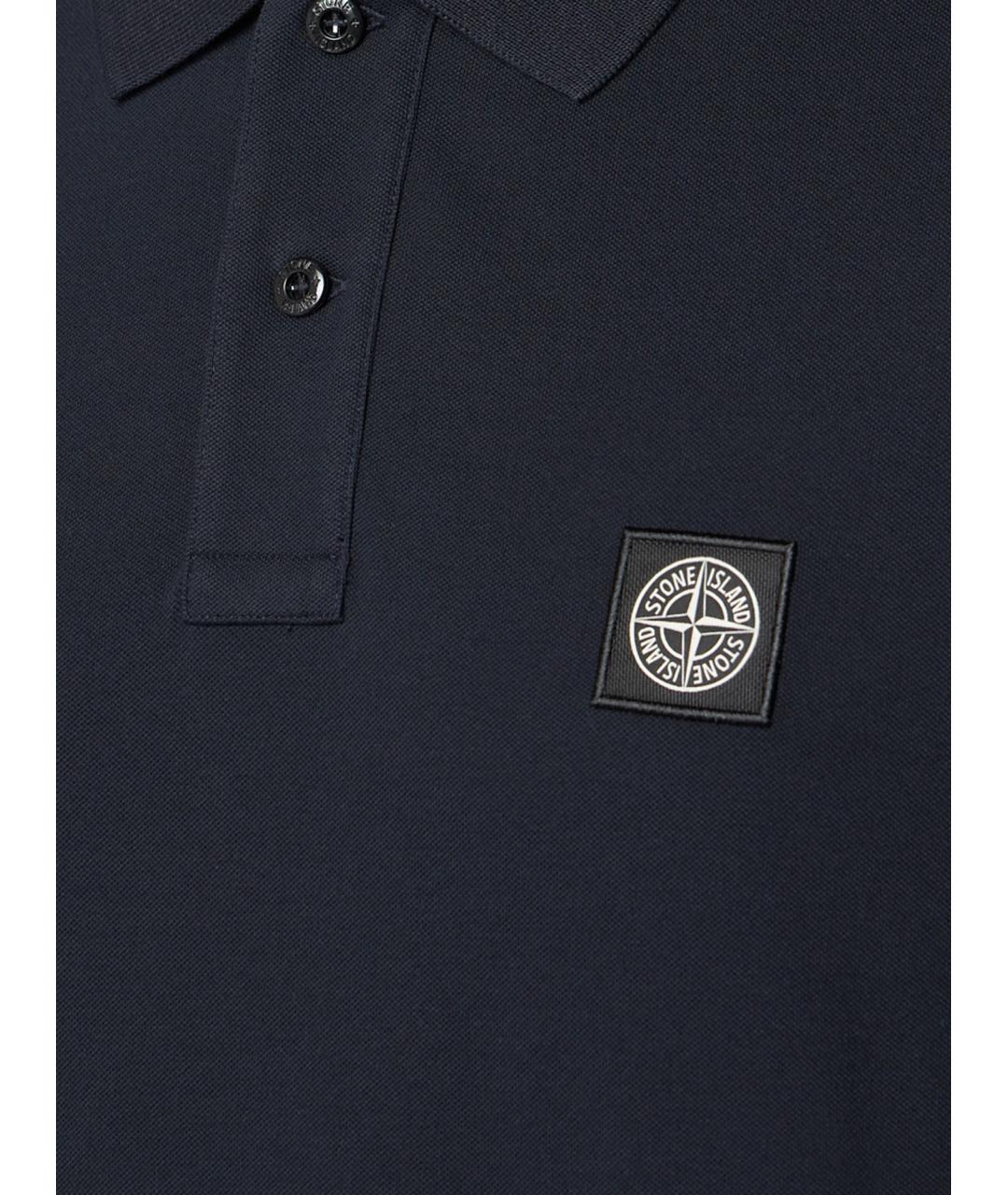 STONE ISLAND Темно-синее хлопковое поло с коротким рукавом, фото 3