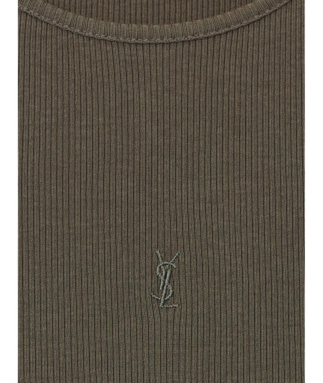 SAINT LAURENT Хаки хлопковая майка, фото 3