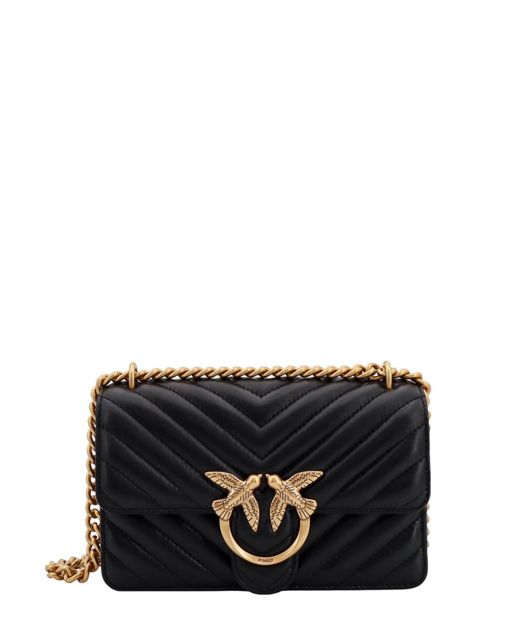 PINKO Черная кожаная сумка через плечо, фото 1