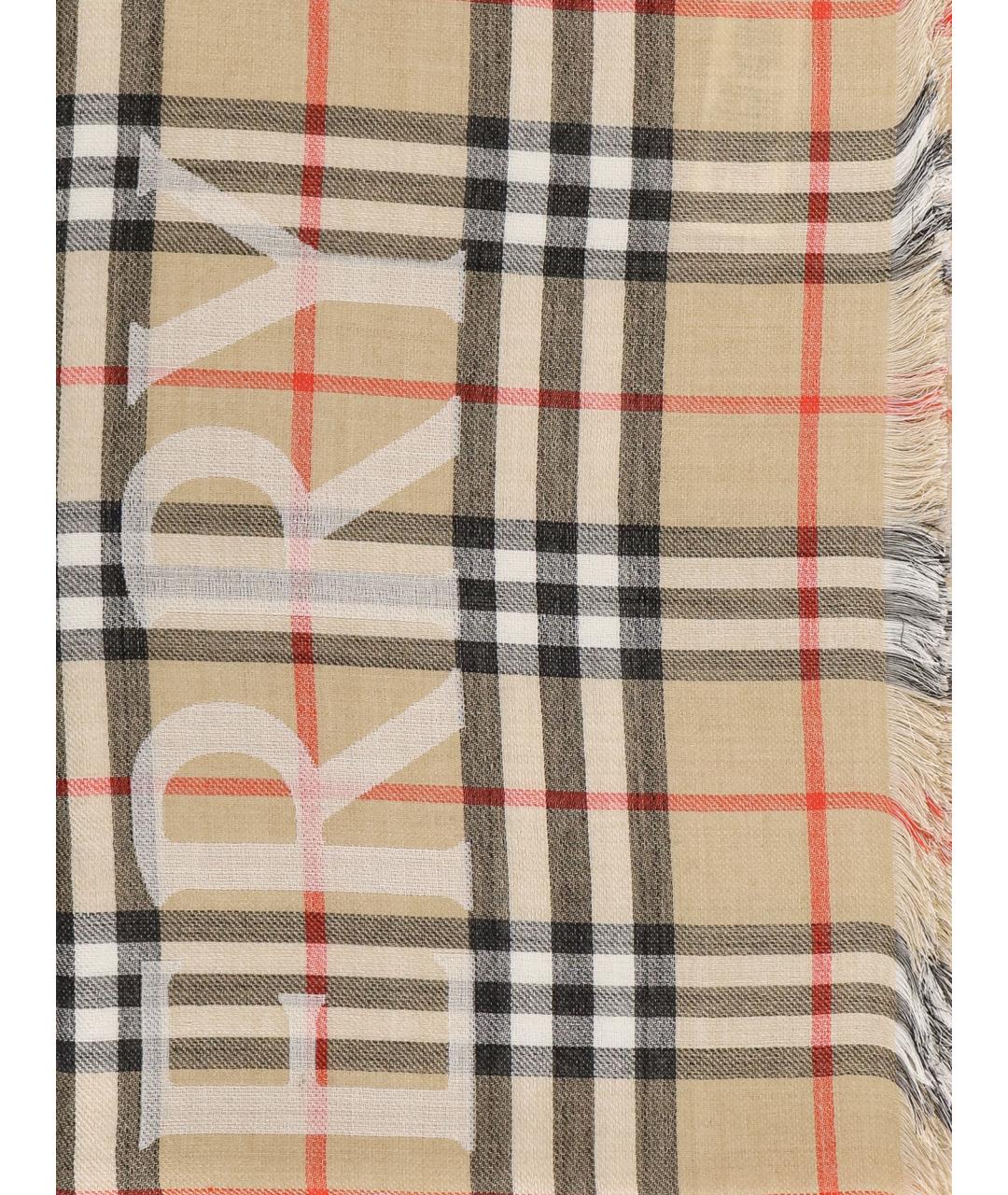 BURBERRY Бежевый шерстяной шарф, фото 2