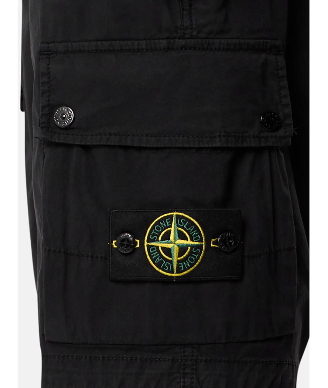STONE ISLAND Черные хлопко-эластановые шорты, фото 3