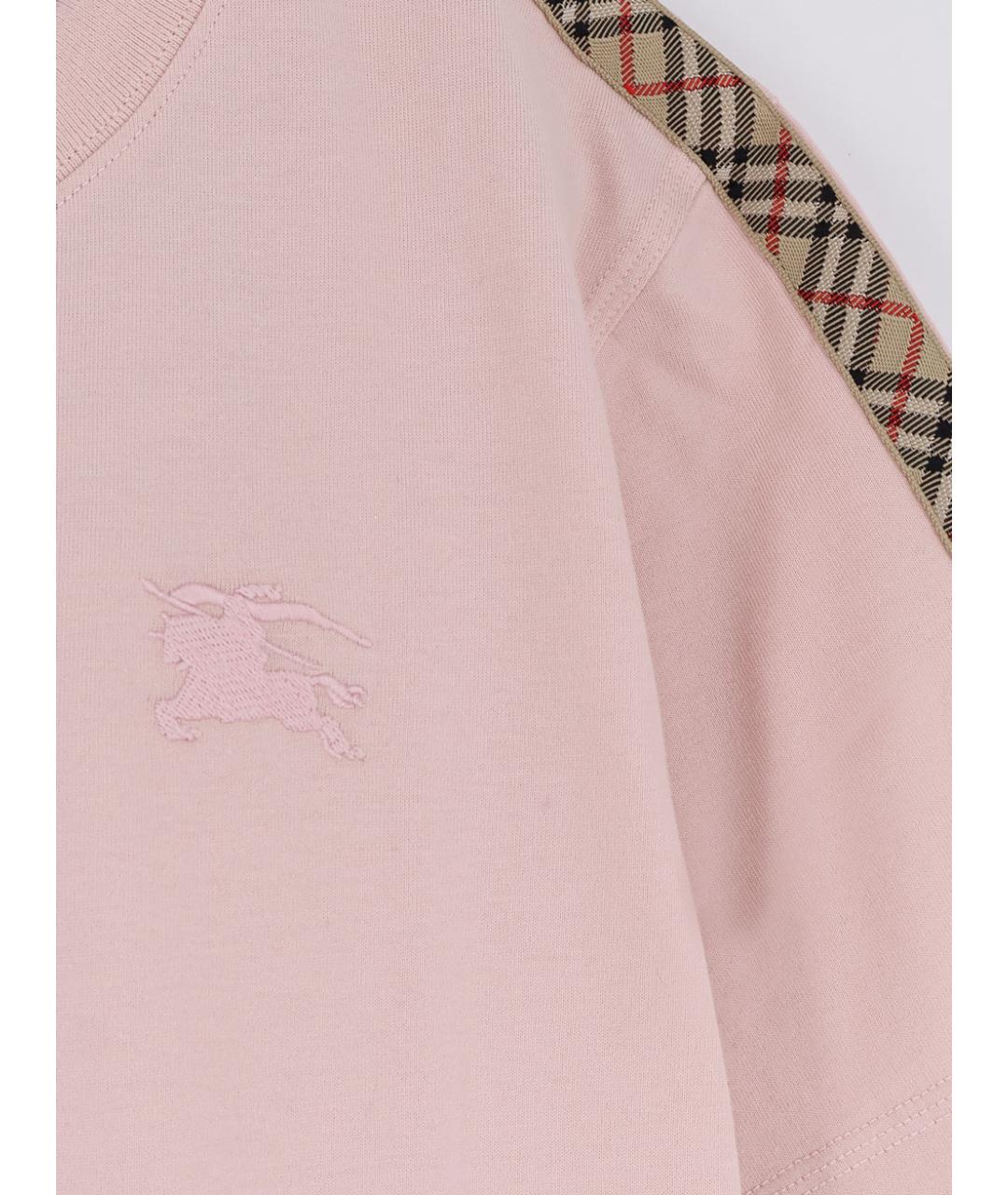BURBERRY Розовая хлопковая футболка, фото 3