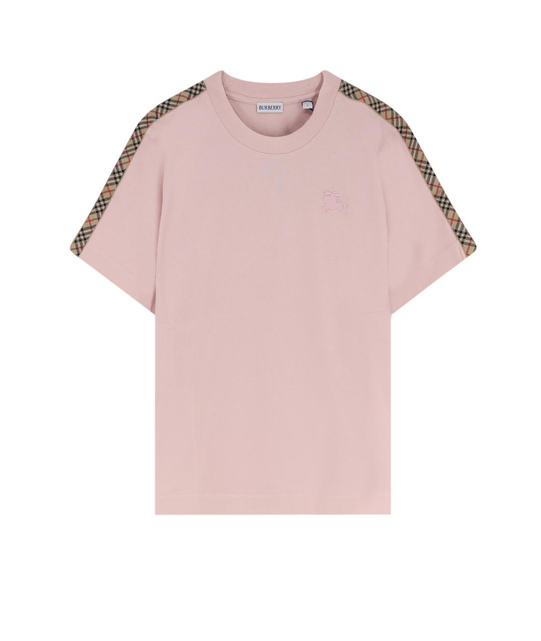 BURBERRY Розовая хлопковая футболка, фото 1