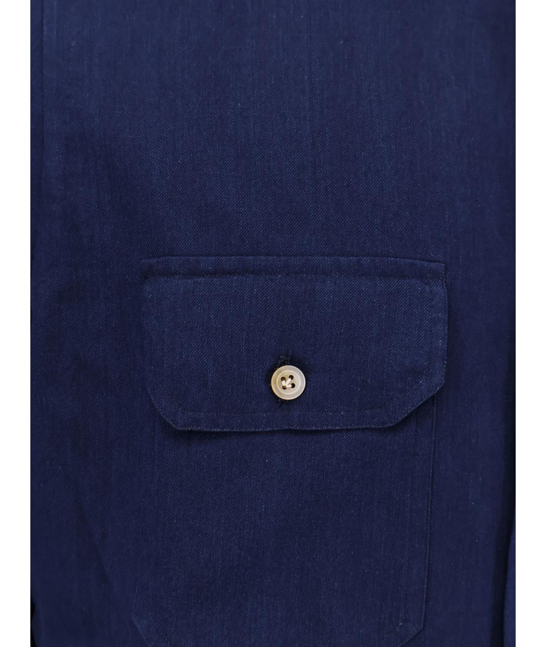 KITON Синяя хлопковая кэжуал рубашка, фото 3