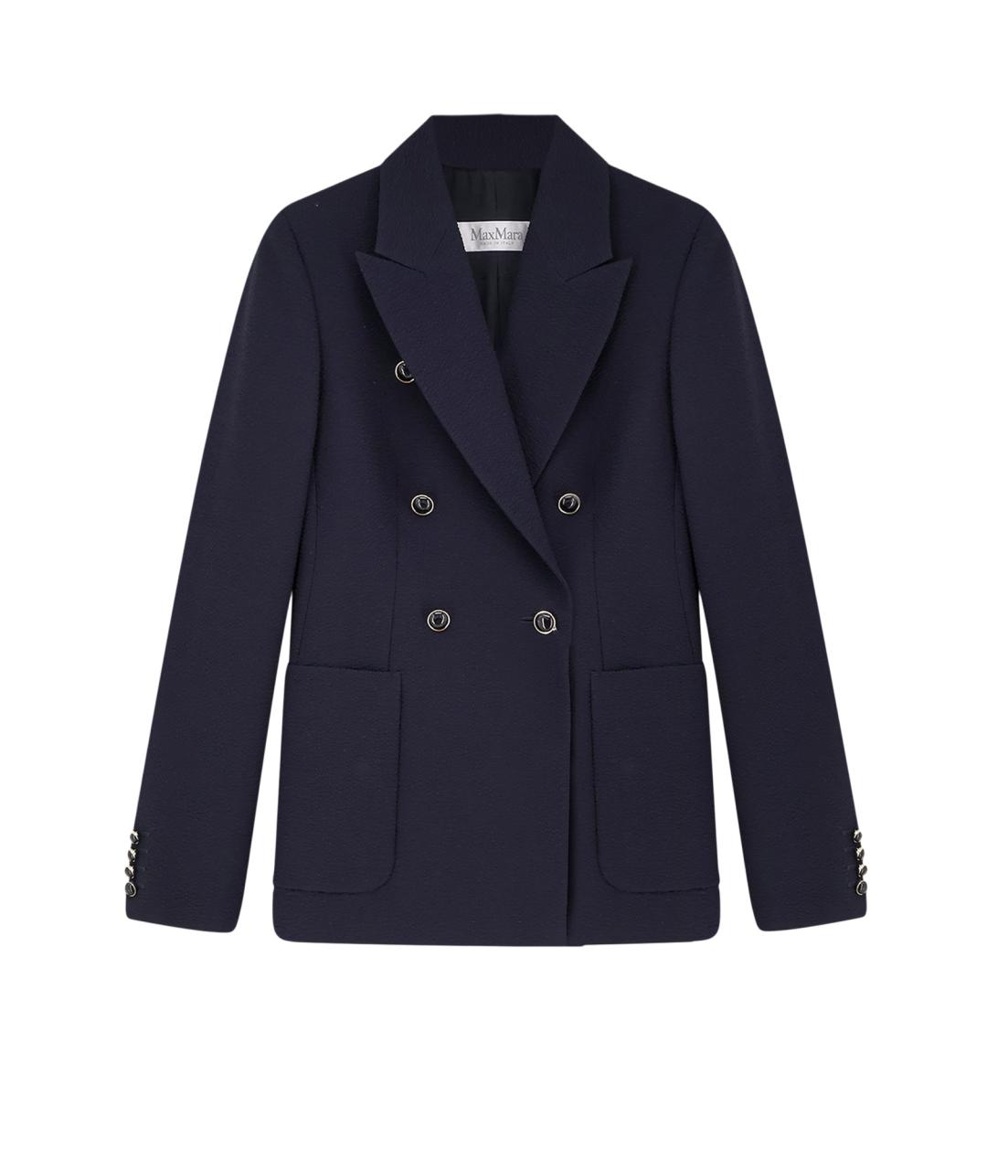 MAX MARA Темно-синий шерстяной жакет/пиджак, фото 1