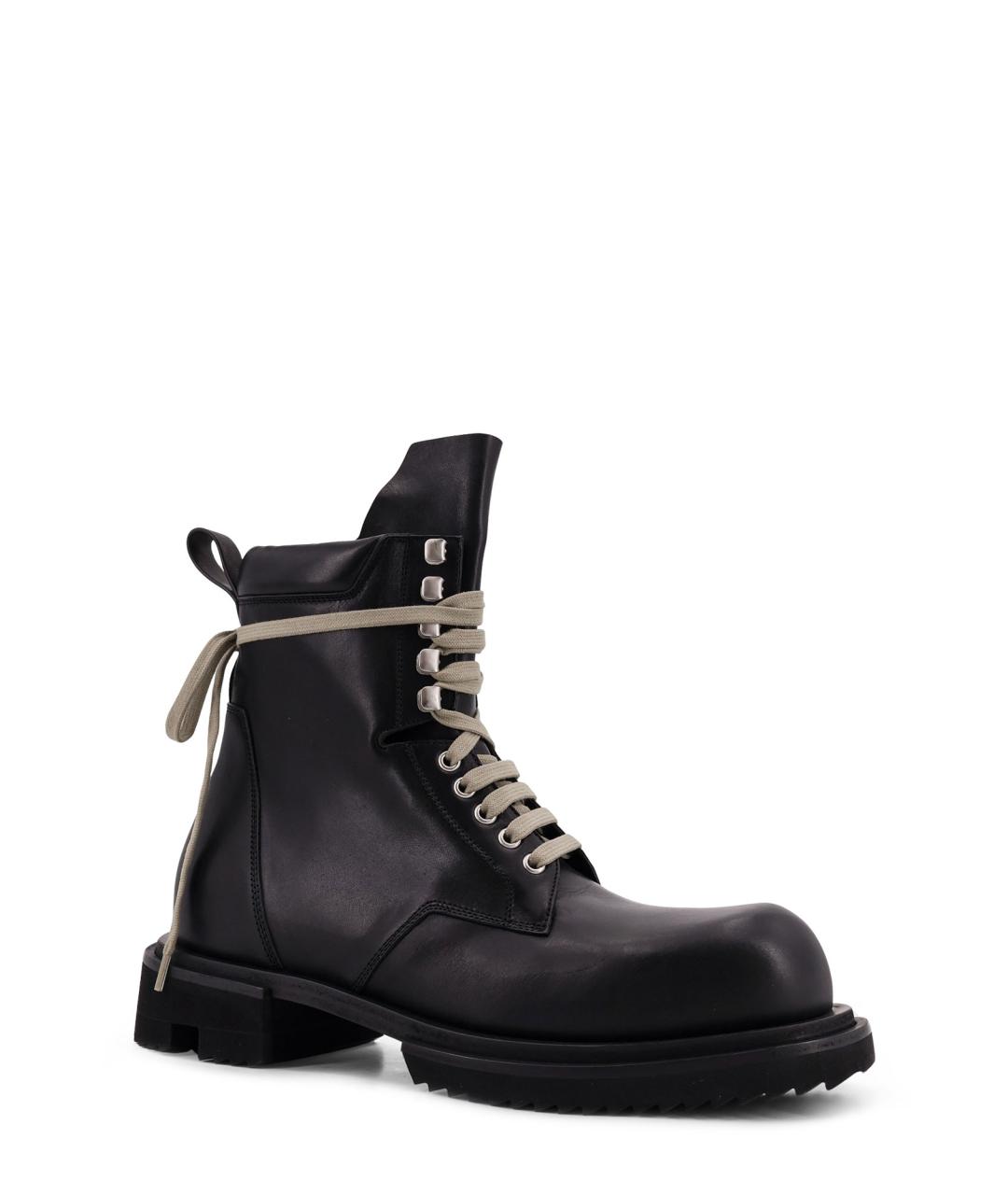 RICK OWENS Черные кожаные высокие ботинки, фото 2