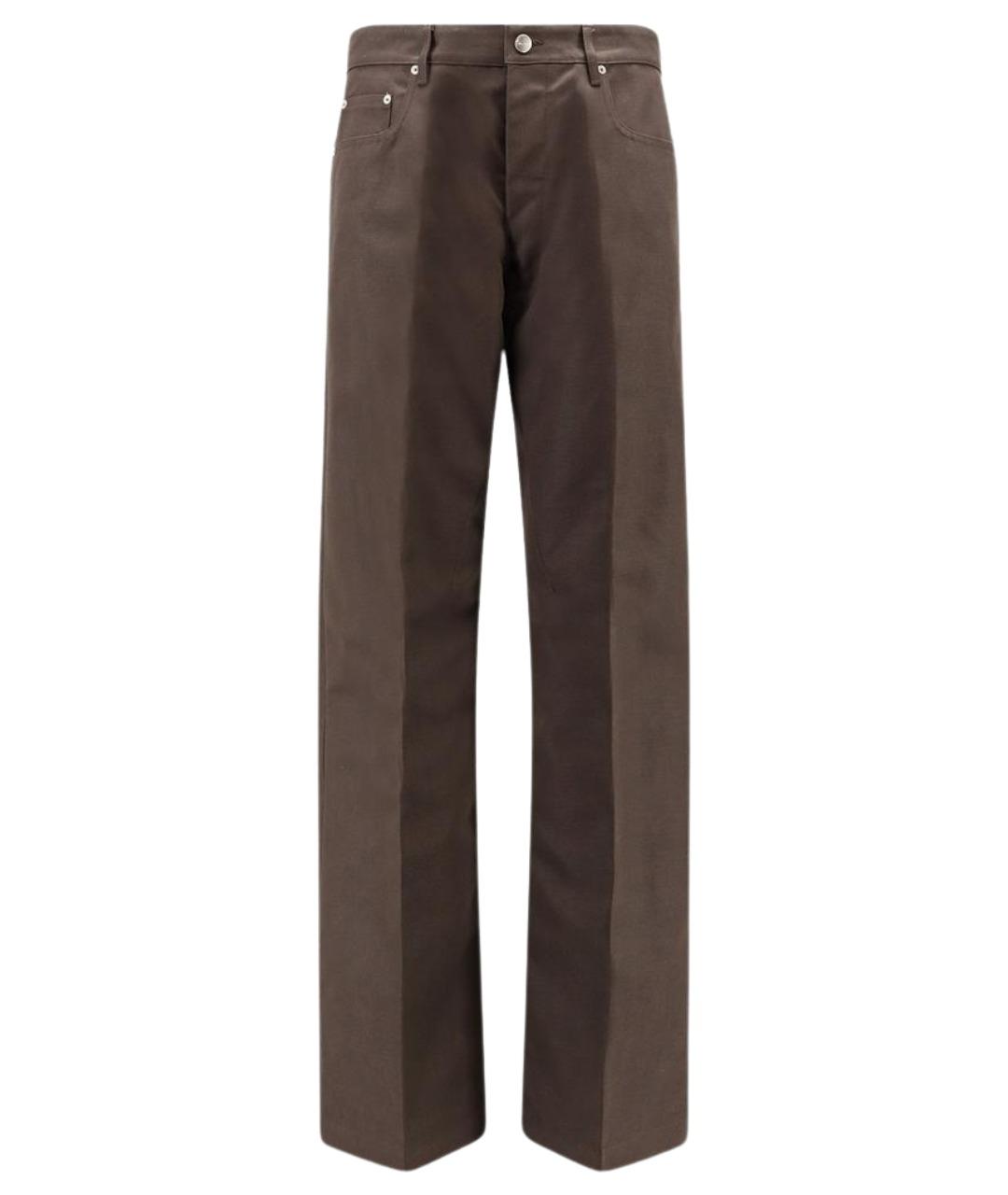 RICK OWENS Коричневые хлопковые повседневные брюки, фото 1