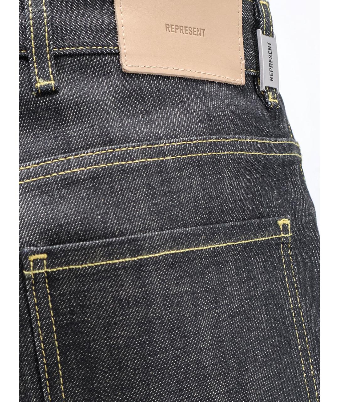 REPRESENT Черные хлопковые прямые джинсы, фото 3