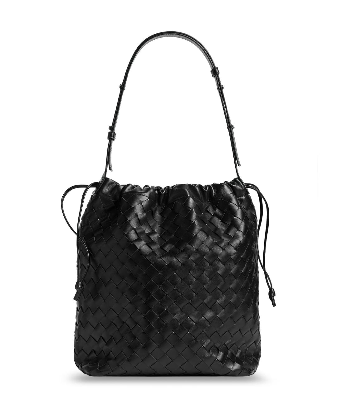 BOTTEGA VENETA Черная кожаная сумка на плечо, фото 1