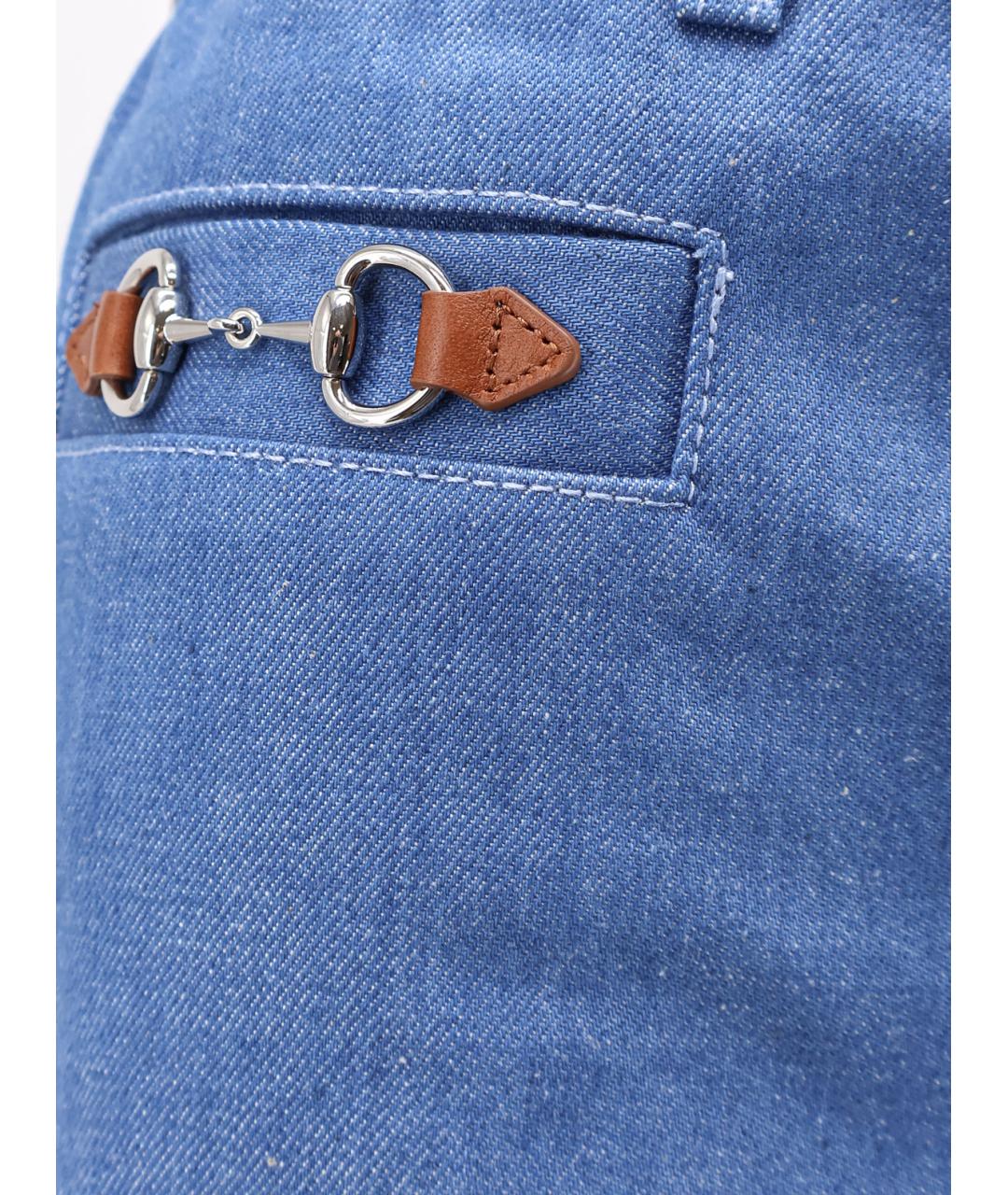 GUCCI Синие хлопковые прямые джинсы, фото 3