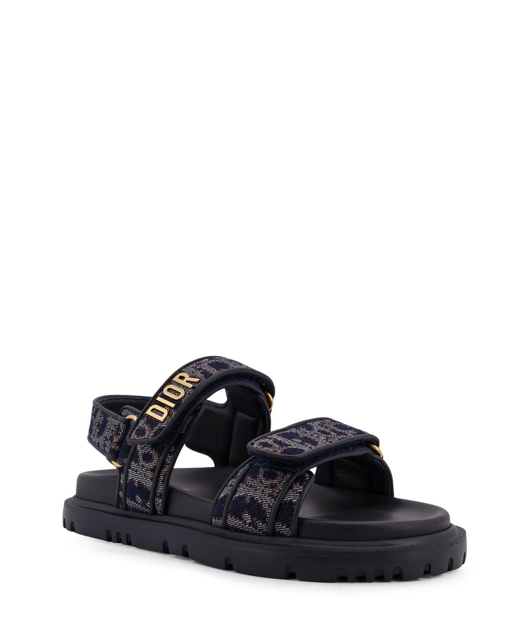 CHRISTIAN DIOR Синие текстильные шлепанцы, фото 2