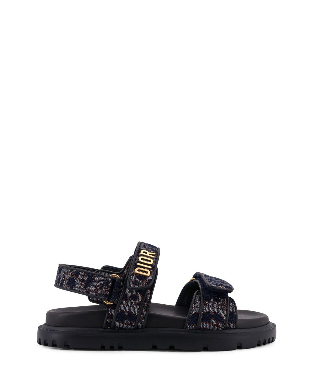 CHRISTIAN DIOR Синие текстильные шлепанцы, фото 1