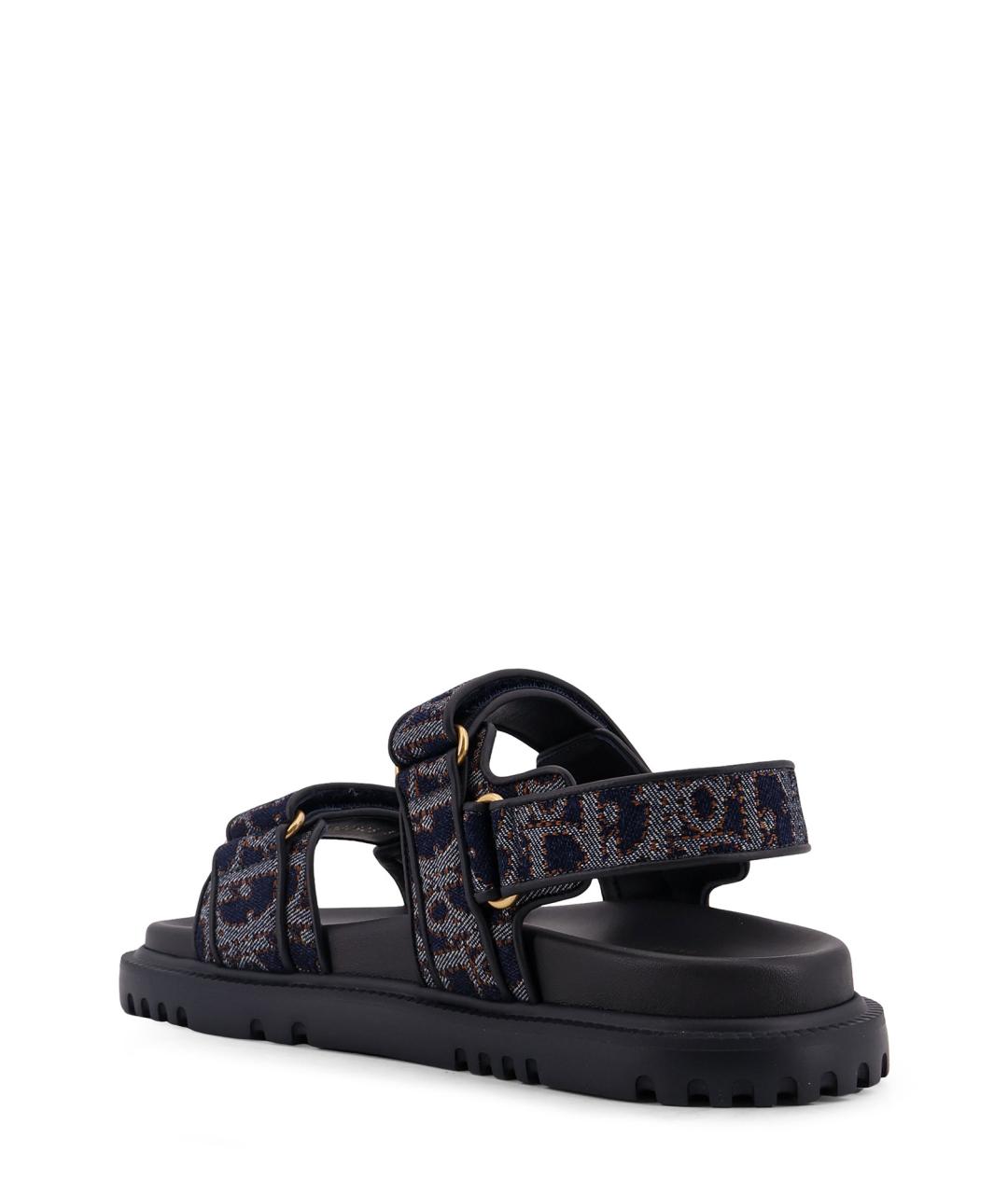 CHRISTIAN DIOR Синие текстильные шлепанцы, фото 3