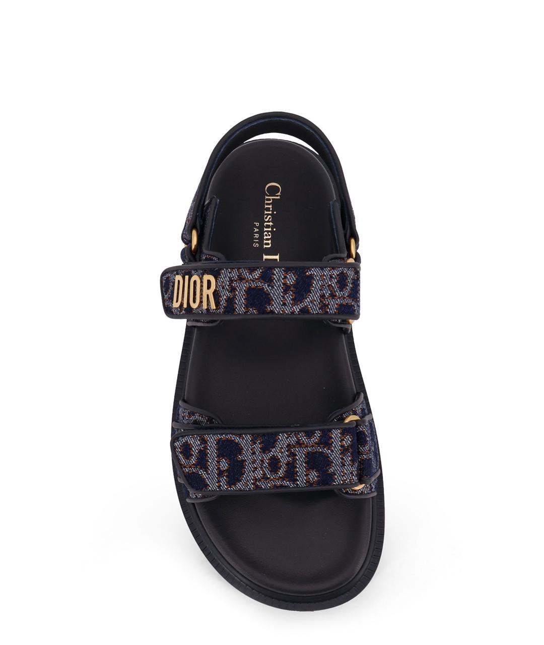 CHRISTIAN DIOR Синие текстильные шлепанцы, фото 5