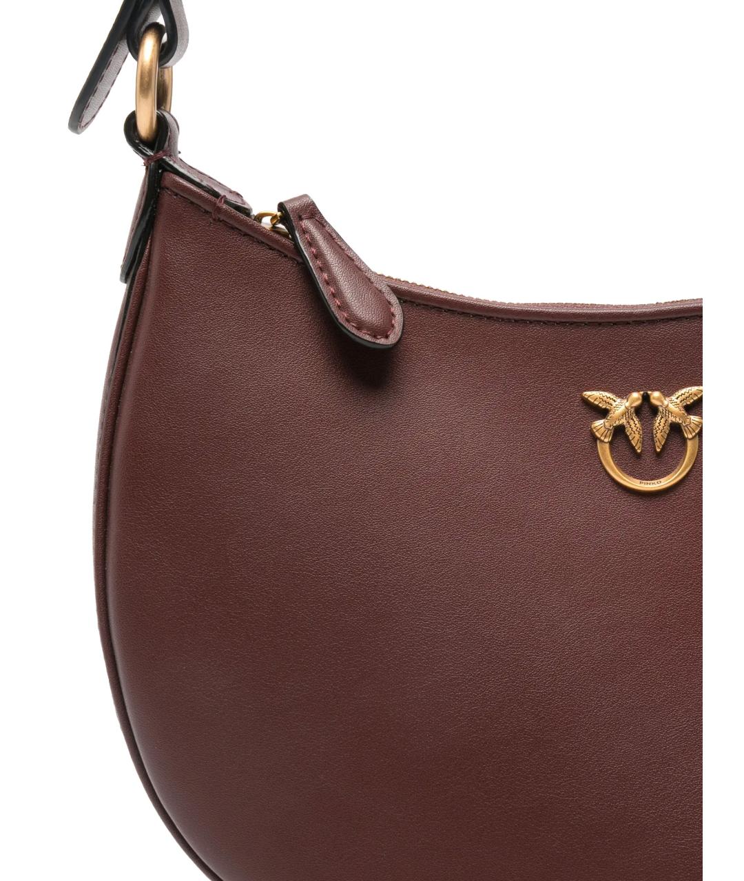 PINKO Бордовая кожаная сумка через плечо, фото 3