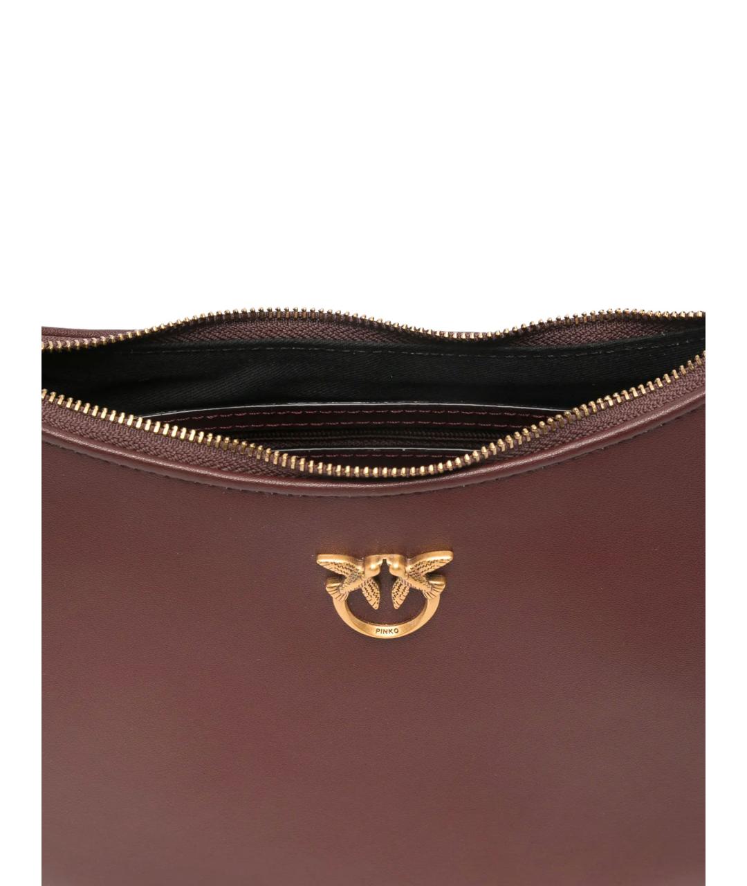 PINKO Бордовая кожаная сумка через плечо, фото 4
